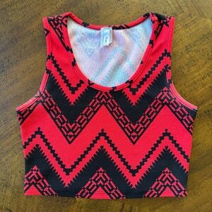 Vintage Red and Black Chevron Crop Top